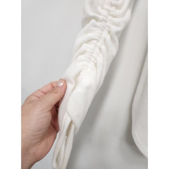 Le Lis Womens Sweater Size Small White Brushed Knit Ruched Sleeve Off Shoulder - Picture 3 of 7